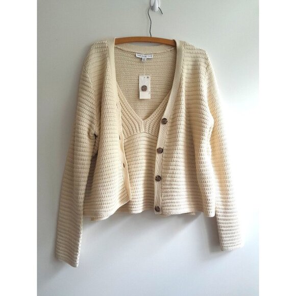 New 2 Pc Hippie 60s Style Textured Halter Sweater And Cardigan Size 14W/16W - Picture 5 of 9